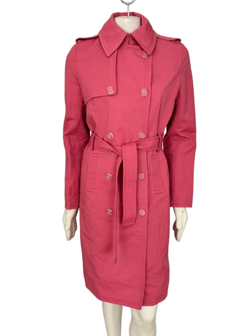 NEW EXPRESS DESIGN STUDIO Double Breasted Belted Trench Coat Coral Pink SZ 6